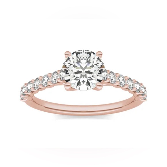 Charles and Colvard Engagement 14k Rose Gold Ring - Picture 6 of 8